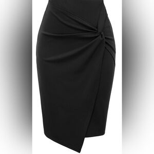 Kate Kasin Black Midi Wrap Skirt